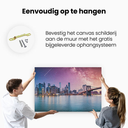 Canvas schilderij ophangen New York Skyline Met Een Kleurrijke Hemel