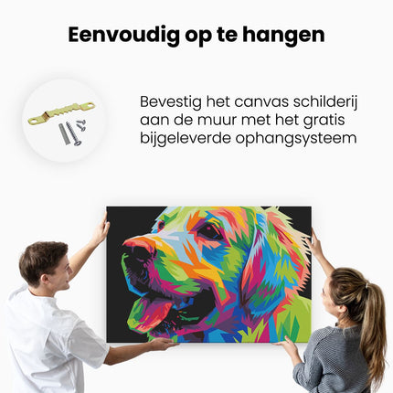 Canvas schilderij ophangen Kleurrijke Hond - Abstract