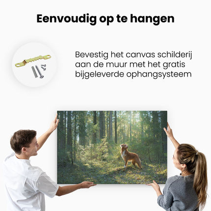 Canvas schilderij ophangen Retriever Hond In Het Bos Met Zon