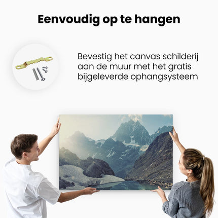 Canvas schilderij ophangen Landschap berg meer