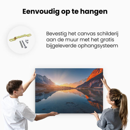 Canvas schilderij ophangen Bergen Landschap Met Zonsopgang