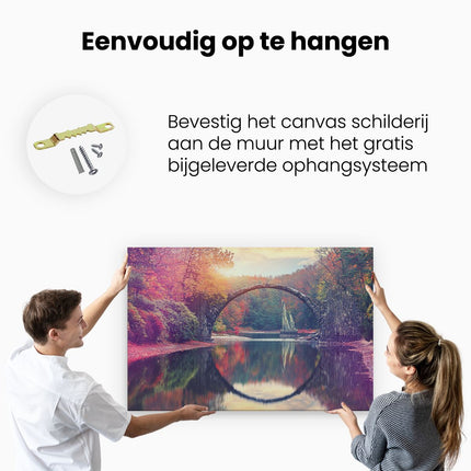 Canvas schilderij ophangen Rakotz Brug In Duitsland In De Herfst