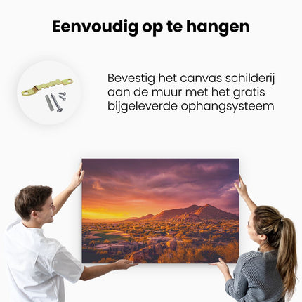 Canvas schilderij ophangen Woestijn Landschap Met Zonsondergang 