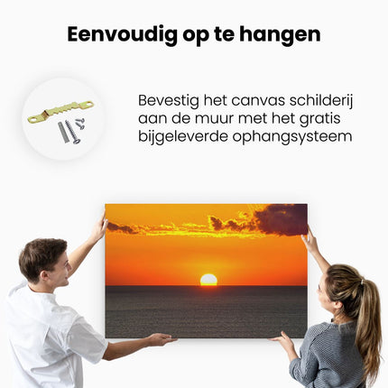 Canvas schilderij ophangen Oranje Zonsondergang In De Oceaan