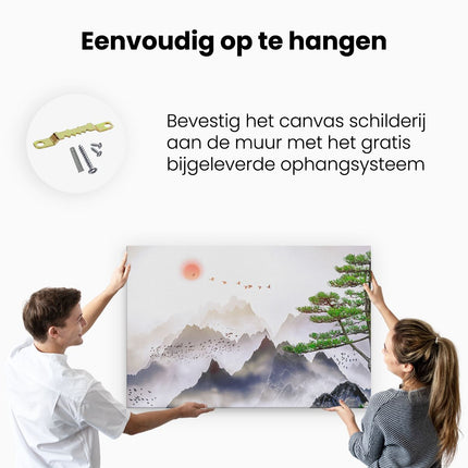 Canvas schilderij ophangen Bergenlandschap Met Een Boom - Abstract