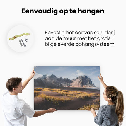 Canvas schilderij ophangen Zwart Zand In De Bergen Van IJsland