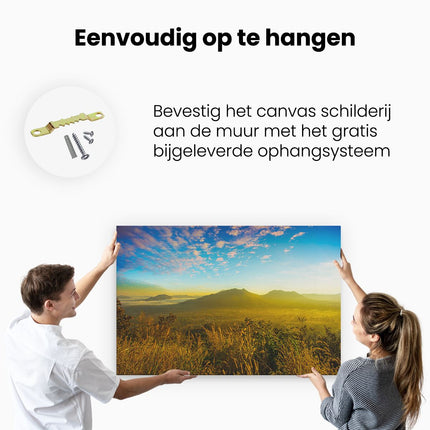 Canvas schilderij ophangen Bergen Met Mist In Thailand