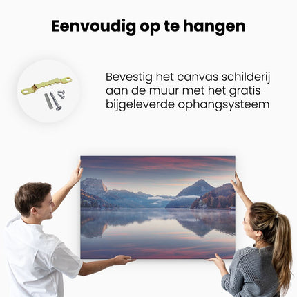 Canvas schilderij ophangen Meer In De Bergen