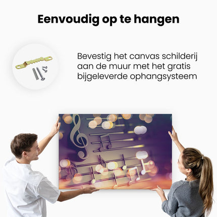 Canvas schilderij ophangen Illustratie Van Muzieknoten - Abstract