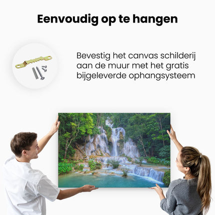 Canvas schilderij ophangen Waterval In Het Tropische Natuur