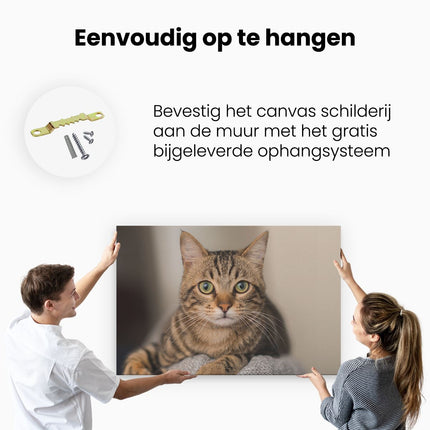 Canvas schilderij ophangen Kat Met Wijde Ogen