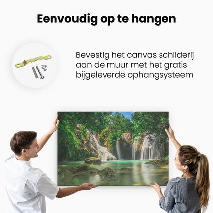 Canvas schilderij ophangen Tropische Waterval 