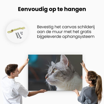 Canvas schilderij ophangen Kat Met Gele Ogen Van Dichtbij