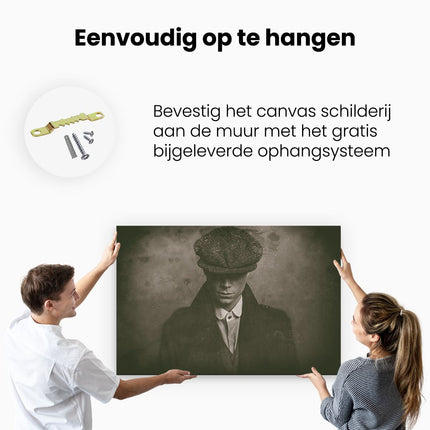 Canvas schilderij ophangen Engelse Gangster Uit Jaren 1920 - Zwart Wit