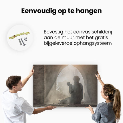 Canvas schilderij ophangen Biddende Man In Een Oude Moskee 