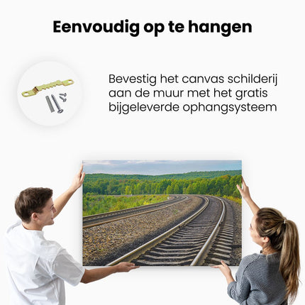 Canvas schilderij ophangen Rails Spoorwegen In Een Bocht