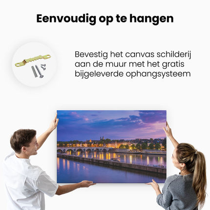 Canvas schilderij ophangen Maastricht Maas Rivier bij de Sint Servaasbrug