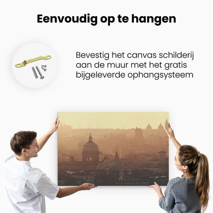 Canvas schilderij ophangen Rome Stad bij Zonsopgang