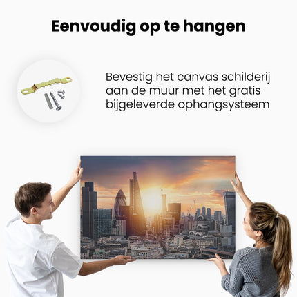 Canvas schilderij ophangen Londen Stad bij Zonsopgang