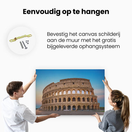 Canvas schilderij ophangen Colosseum in Rome met de Blauwe Lucht