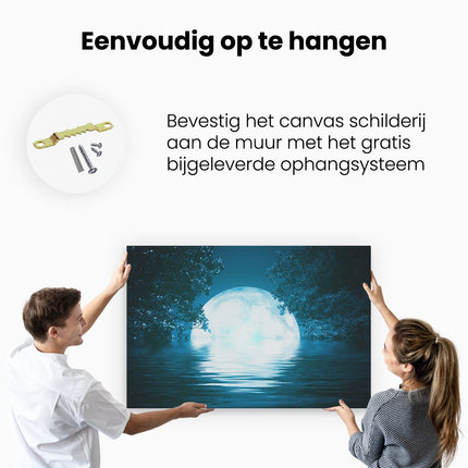 Canvas schilderij ophangen Volle Maan in het Water