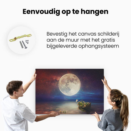 Canvas schilderij ophangen Volle Maan in de Hemel boven het Water