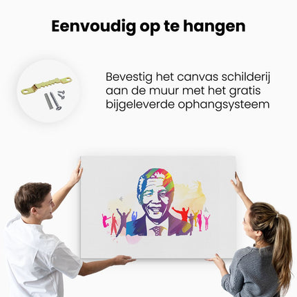 Canvas schilderij ophangen Nelson Mandela