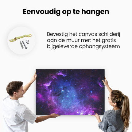 Canvas schilderij ophangen Ruimte in het Paars Blauw 