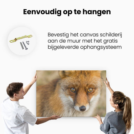 Canvas schilderij ophangen Vossenkop met Bruine Ogen - Vos