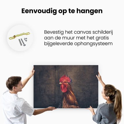 Canvas schilderij ophangen Haan van Dichtbij 