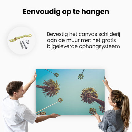 Canvas schilderij ophangen Palmbomen met Bladeren in de Lucht