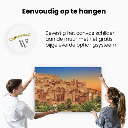 Canvas schilderij ophangen Kasbah Ait Ben Haddou Stad in Marokko