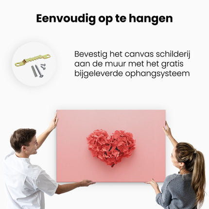 Canvas schilderij ophangen Hartje Gemaakt van Bloemen