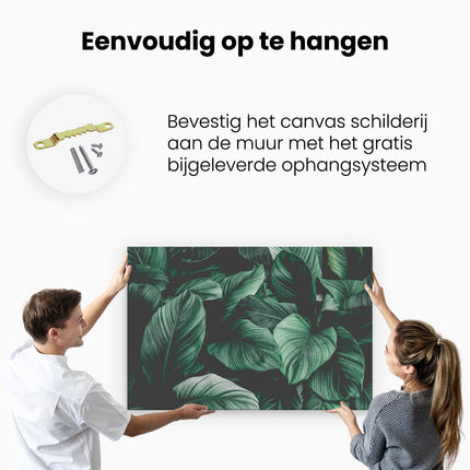 Canvas schilderij ophangen Tropische Groene Bladeren