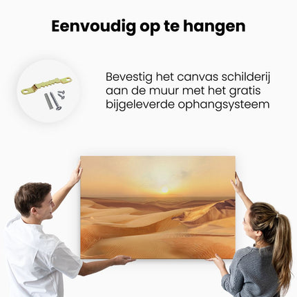 Canvas schilderij ophangen Woestijn bij Zonsondergang in de Sahara