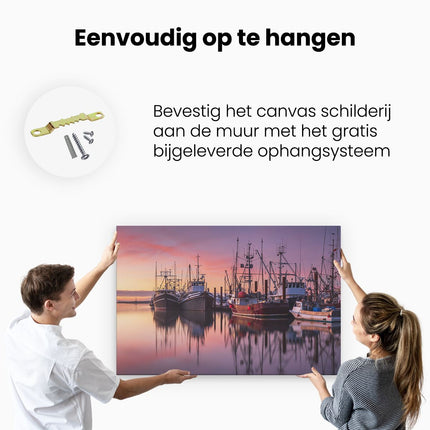 Canvas schilderij ophangen Schepen in de Haven - Boten