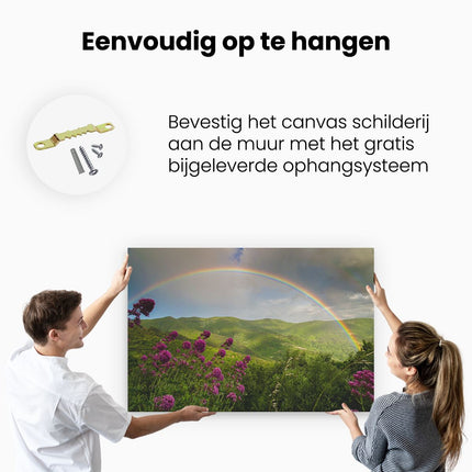 Canvas schilderij ophangen Regenboog in de Heuvel Bossen