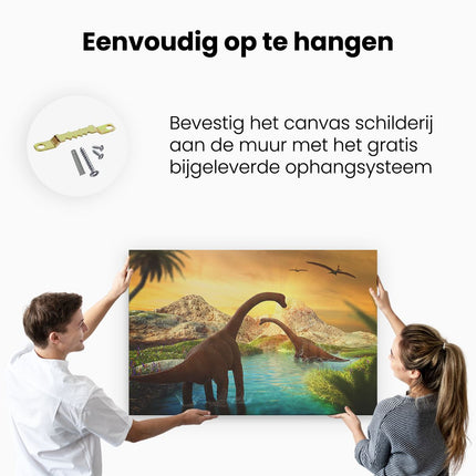 Canvas schilderij ophangen Dinosauriërs in het Water - Dino's