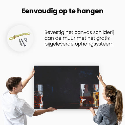 Canvas schilderij ophangen Sterke Alcohol Drank - Glazen