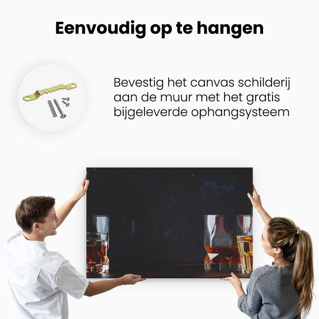 Canvas schilderij ophangen Sterke Alcohol Drank - Glazen