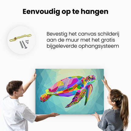 Canvas schilderij ophangen Kleurrijke Schildpad in het Water