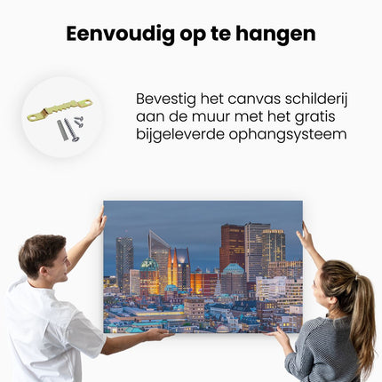 Canvas schilderij ophangen Den Haag Skyline met Wolkenkrabbers