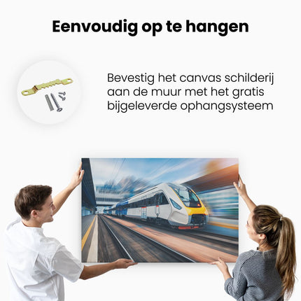 Canvas schilderij ophangen Trein bij het Station