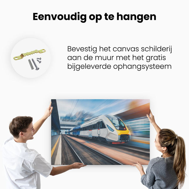 Canvas schilderij ophangen Trein bij het Station