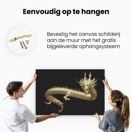 Canvas schilderij ophangen Gouden Draak