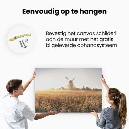 Canvas schilderij ophangen Windmolen in het Veld