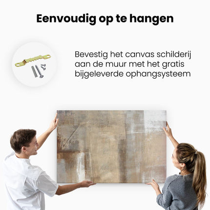 Canvas schilderij ophangen Abstracte Kunst Bruin met Beige