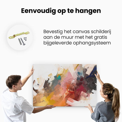 Canvas schilderij ophangen Abstracte Kunst - Kleurrijke Olieverf