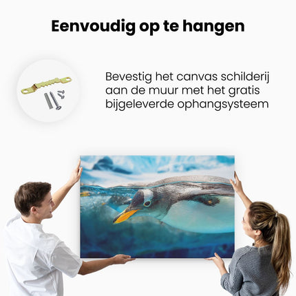 Canvas schilderij ophangen Pinguïn Zwemt Onder Water