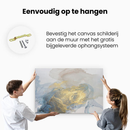 Canvas schilderij ophangen Abstracte Kunst van Grijze Gouden Marmer